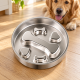 Stainless Steel Slow Feeder Pet Bowl — Natural / 304 Bone