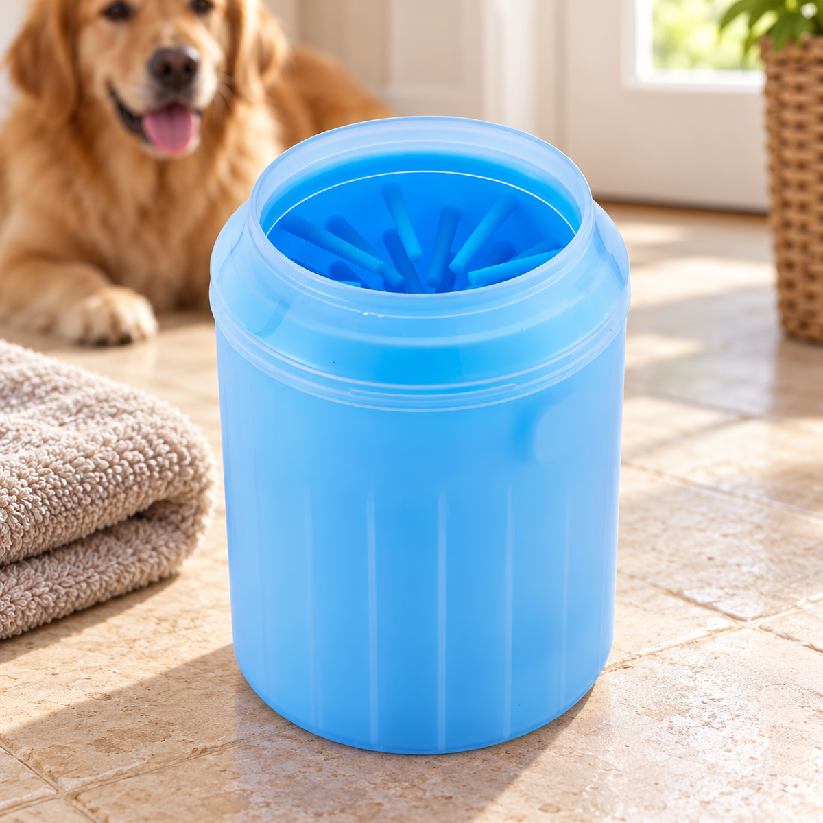 Silicone Pet Foot Washing Cup for Dogs — Medium / Blue