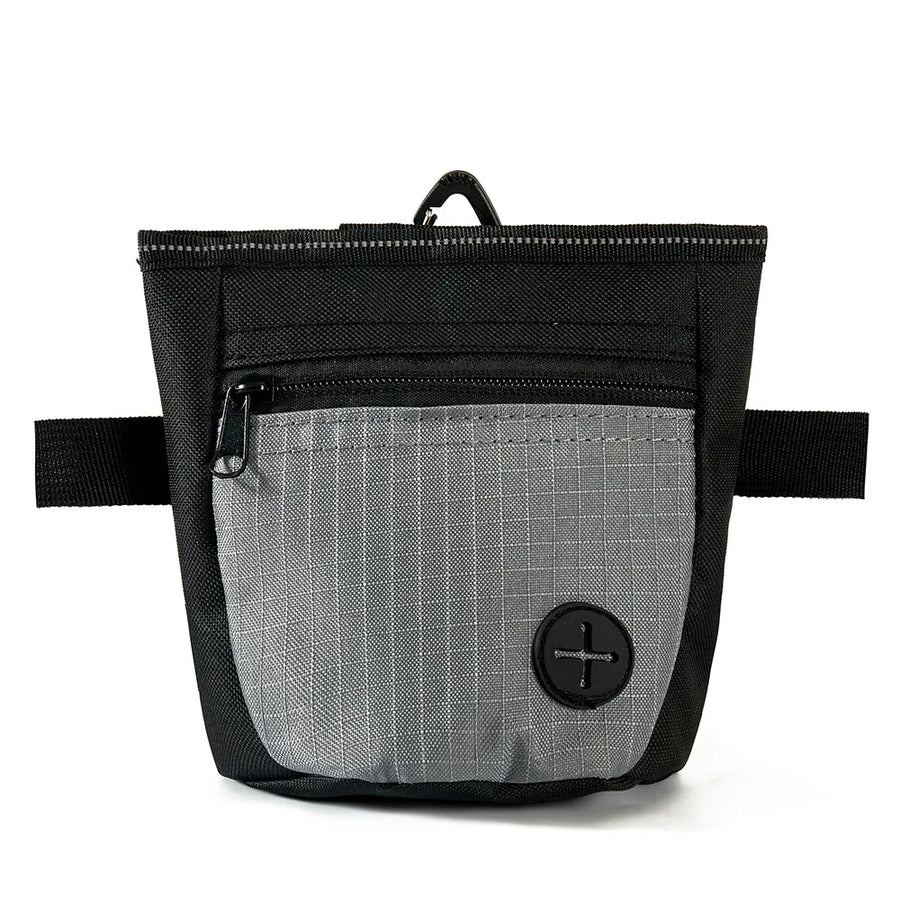 Magnetic-Closure Dog Treat Pouch — Black & Gray