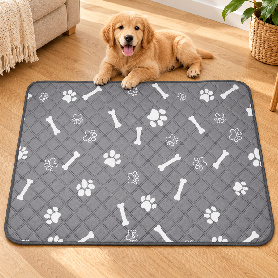 Washable Pet Training Pad — Gray Bone, 60 × 90 cm