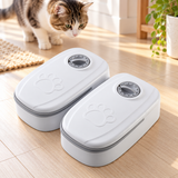 Automatic Pet Feeder Timed Feeding Box for Dogs Cats Dry Wet Food Dispenser — Gray double meal / Suitable for both cats and dogs