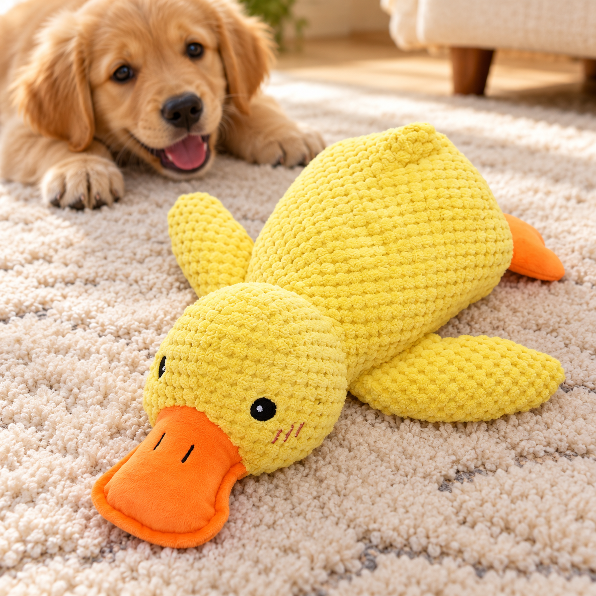 Dog Bite Resistant Plush Yellow Duck Pet Toy Molar — Accompany duck medium