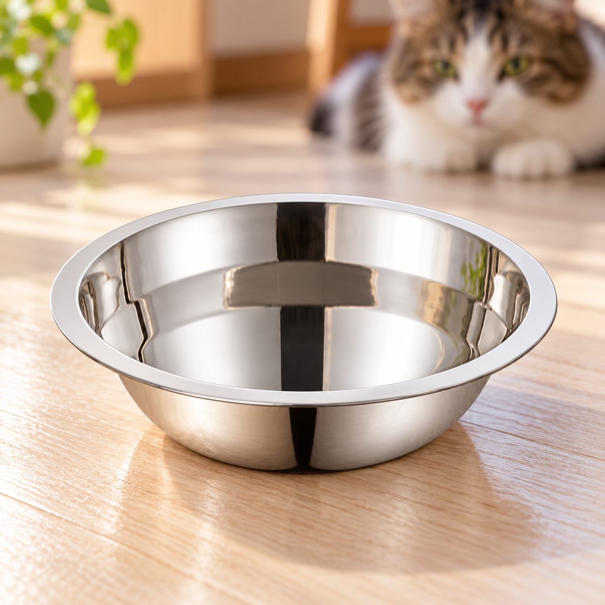 Durable Stainless Steel Pet Feeding Bowl Non-Slip Drop-Resistant Cat Dog Dish — Stainless steel pet bowl medium size c-152b