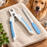 Pet Nail Clipper Stainless Steel Blade with Safety Guard — Large Blue Wave Handle File