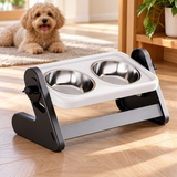 Adjustable Height Stainless Steel Pet Bowl — Default / Double Bowl Stainless Steel Starry Gray