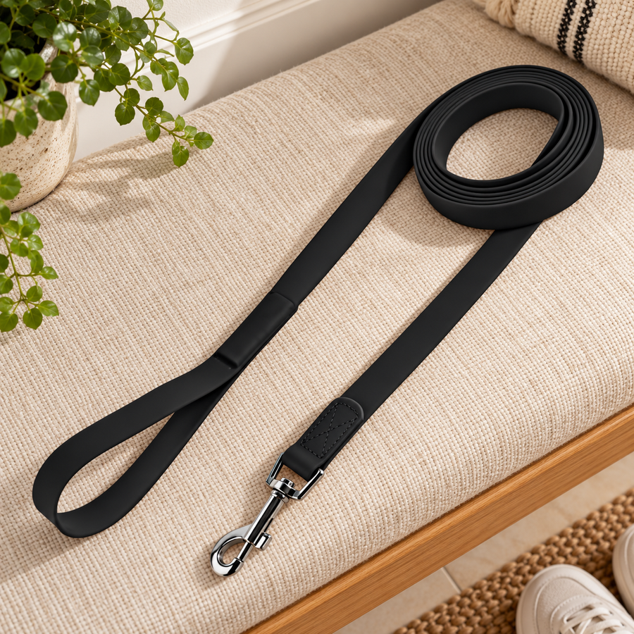 PVC Dog Walking Leash — Black, 3 m