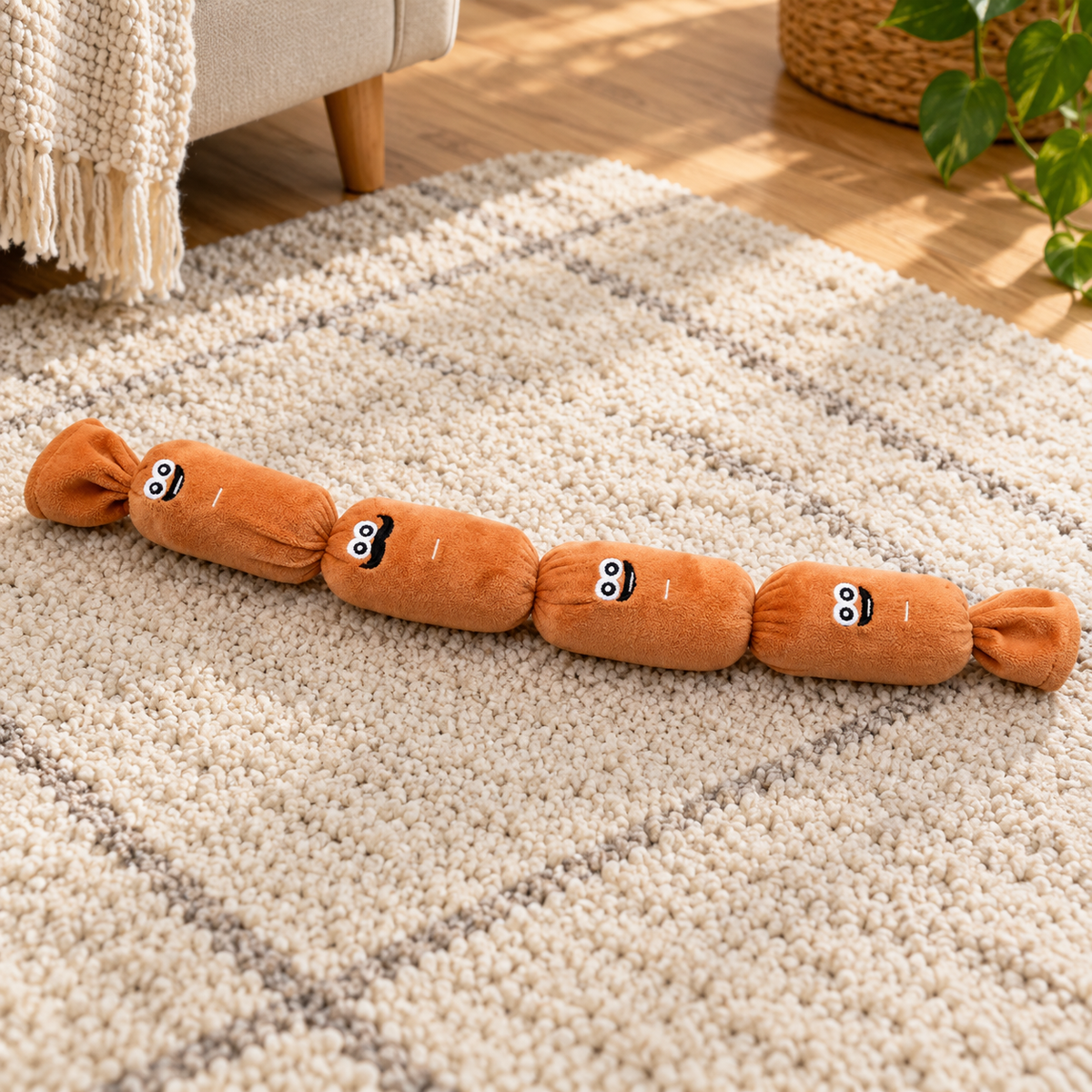 Dog sound-making chew-resistant sausage toy — Four pieces of large sausage