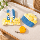 Adjustable Pet Harness and Leash Set for Cats and Dogs — Yellow Check Set / M