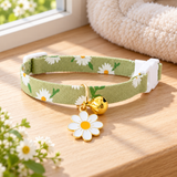 Floral Cat Collar with Bell — Green, 18–30 cm — Green / S code 18-30cm