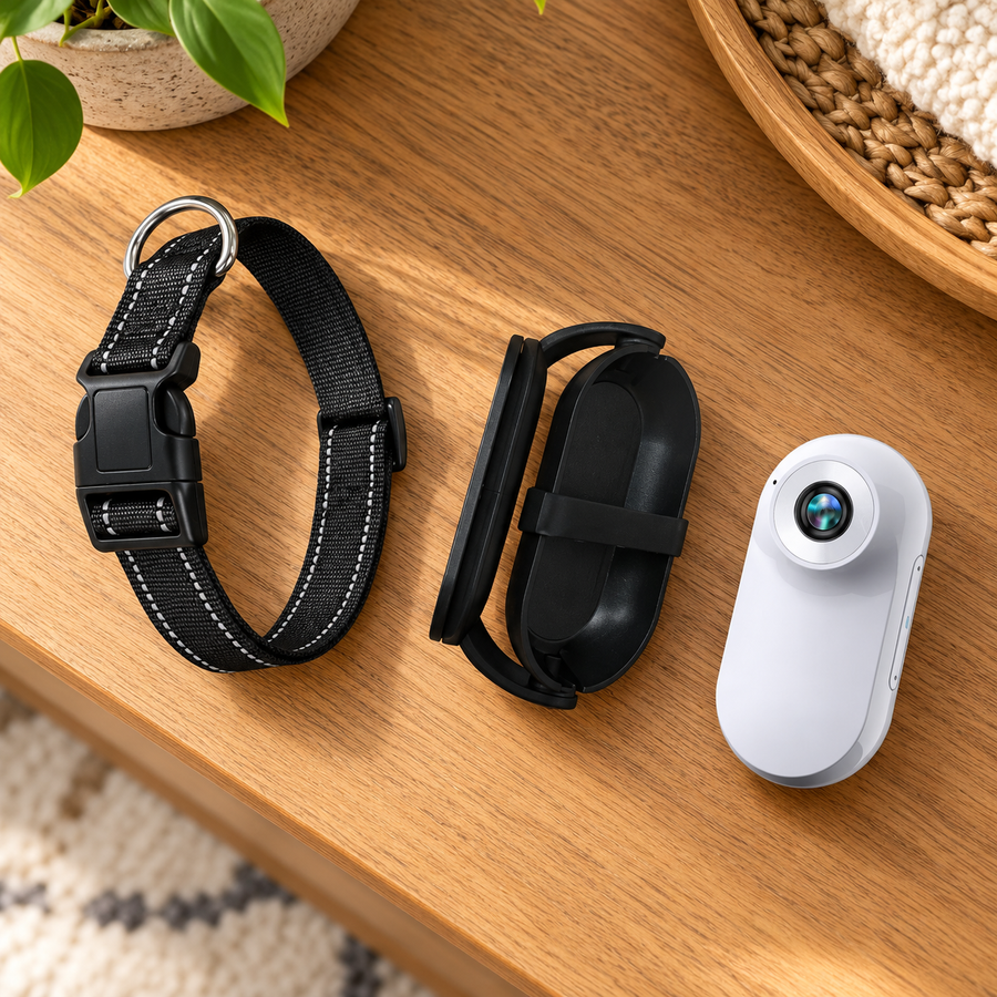 Pet Collar Recording Camera — White