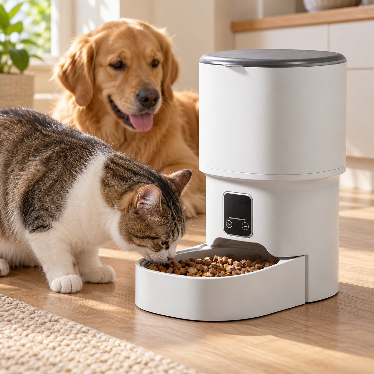 4 L Programmable Dry-Food Feeder with Steel Bowl — Basic 4L Pearl White / With 304 Stainless Steel Bowl