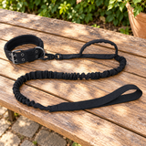 Tactical Nylon Pet Collar and Leash for Large Dogs — Leash + Dual-Buckle Collar Set Black / M