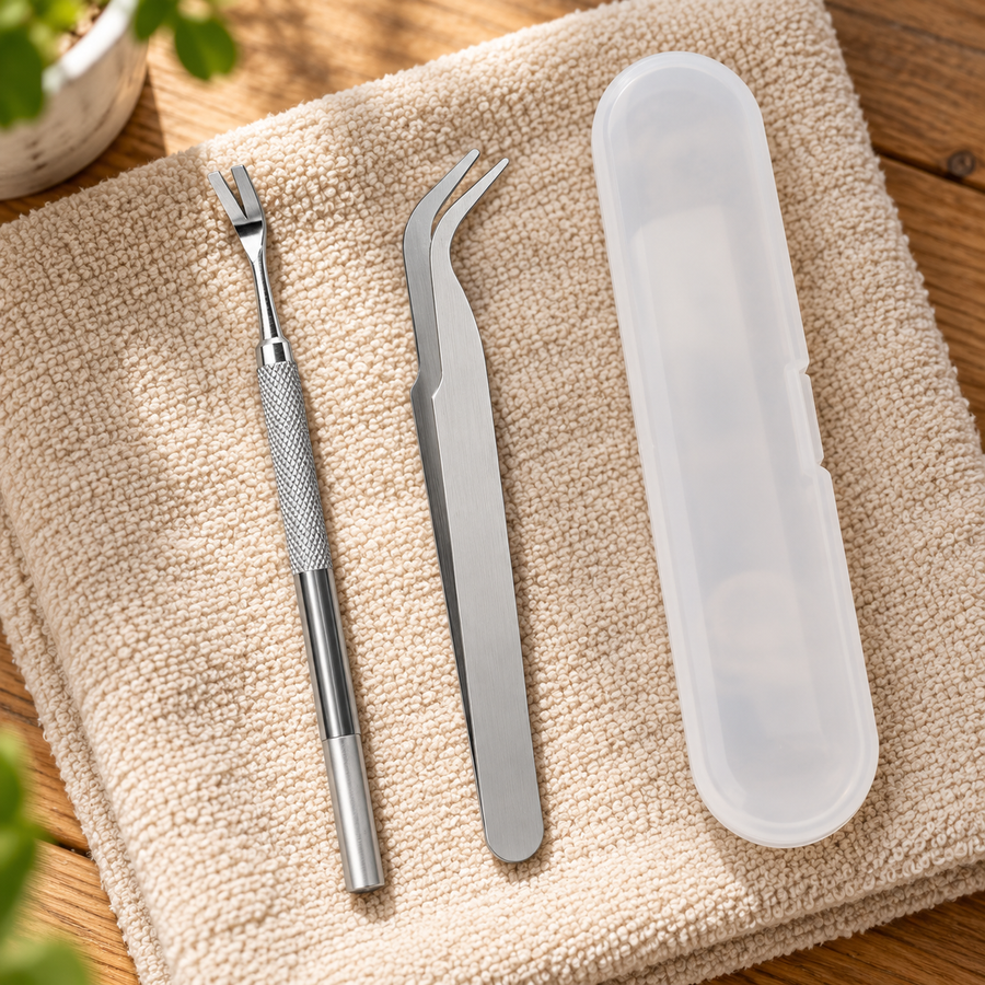 Two-Piece Stainless Steel Tick Tool Set with Case
