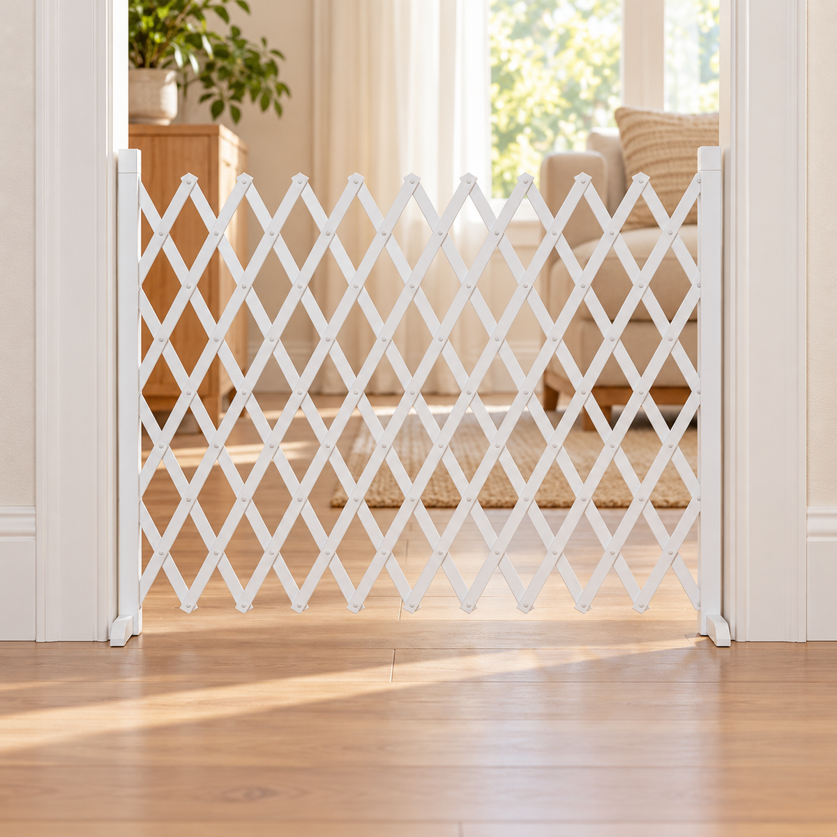 Retractable Pet Fence Indoor Barrier — M White 50cm
